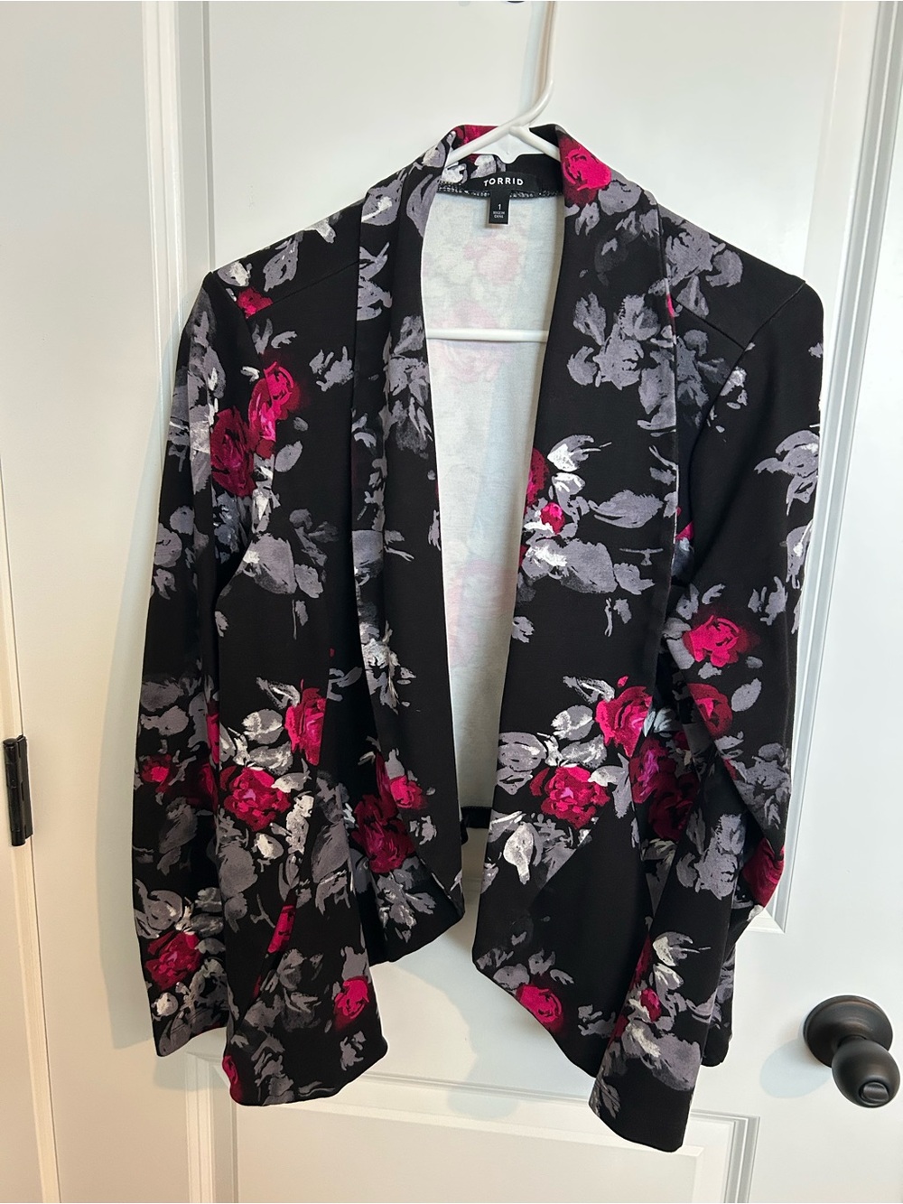 torrid Black Blazer with Pink & Gray Floral Print